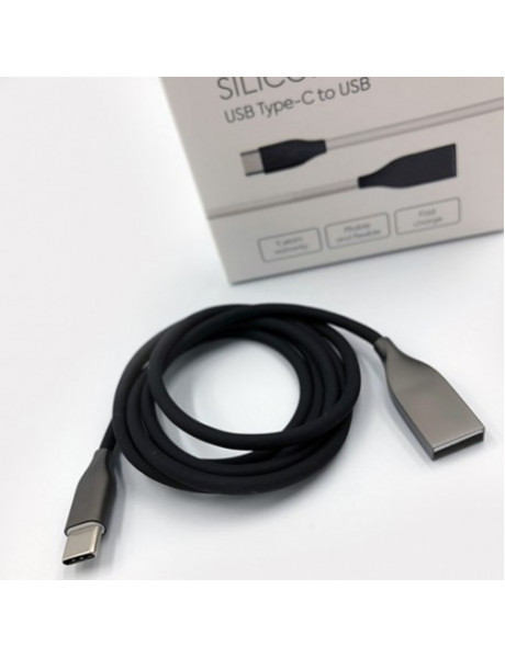 Silikoninis kabelis USB - USB Type C (juodas)
