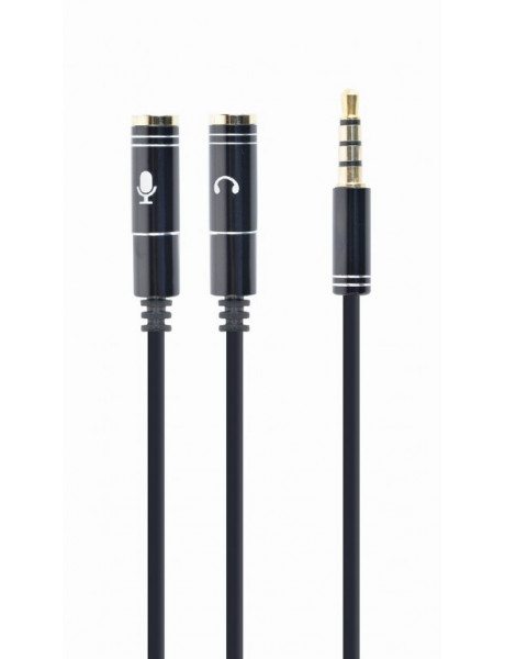 Kabelis Cablexpert 3.5 mm Audio + Microphone Adapter Cable, 0.2 m, Metal connectors