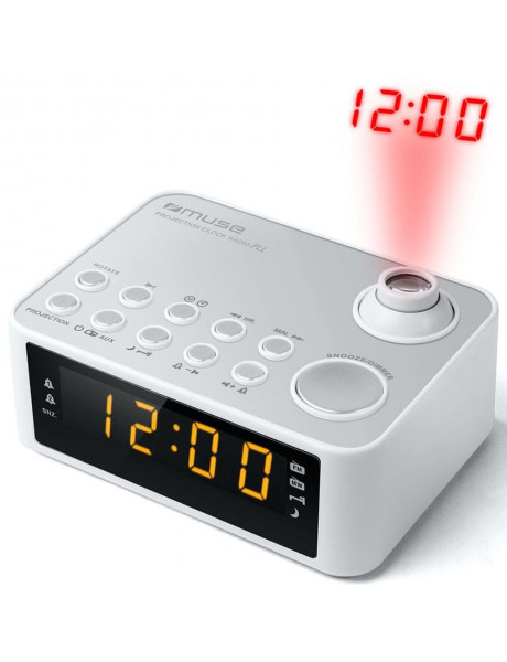 Muse Clock radio M-178PW White, 0.9 inch amber LED, with dimmer