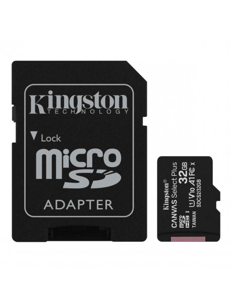 ATMINTIES KORTELĖ Kingston Canvas Select Plus UHS-I 32 GB, microSDHC, Flash
memory class 10, SD Ada