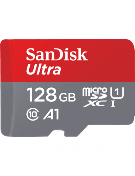 ATM. KORTĖLĖ SANDISK 128GB Ultra Android microSDXC + SD Adapter + Memory Zone App 100MB/s A1 Class 1