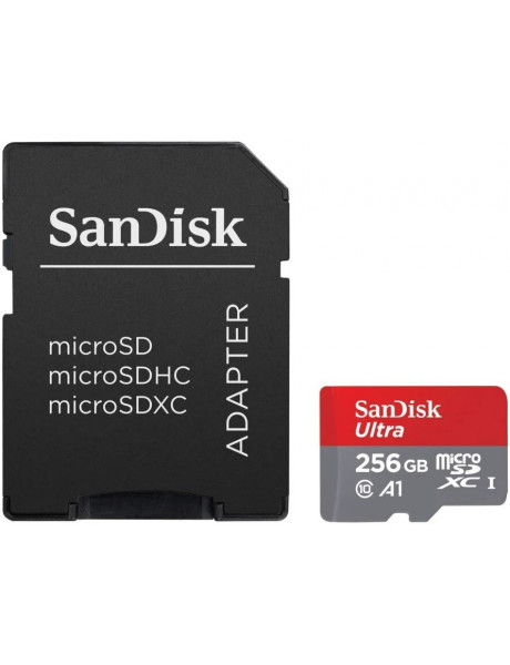 Atminties kortelė SanDisk Ultra microSDXC 256GB + SD Adapter 120MB/s A1 Clas