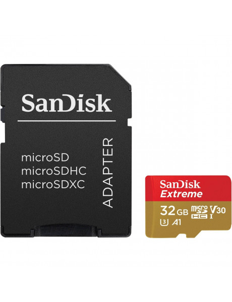 ATMINTIES KORTELĖ SANDISK 32GB Extreme microSDHC 32GB + SD Adapter + Rescue Pro Deluxe 100MB/s