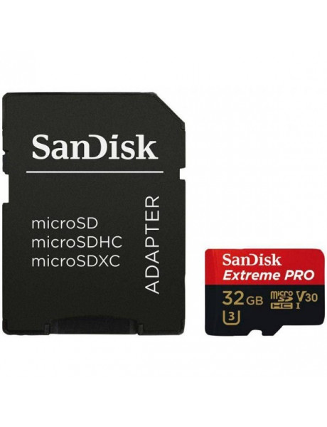 ATMINTIES KORTELĖ SanDisk Extreme Pro microSDHC 32GB + SD Adapter + Rescue
Pro