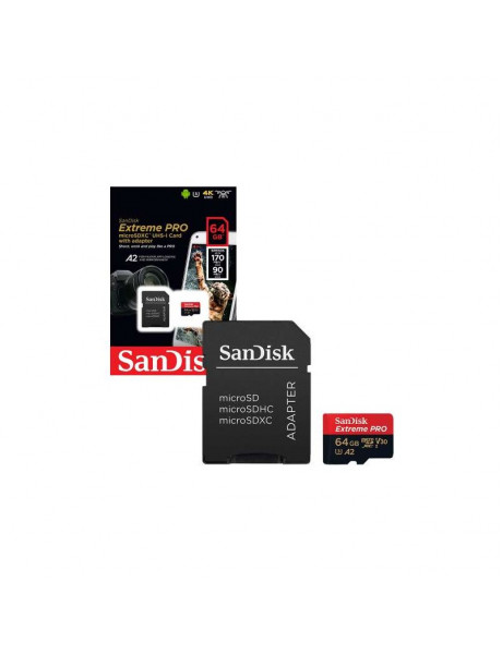 ATMINTIES KORTELĖ SanDisk Extreme Pro microSDXC 64GB + SD Adapter + Rescue
Pro