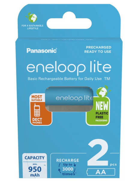 Įkraunamos baterijos 2 x Panasonic Eneloop Lite NEW R6/AA 950mAh BK-3LCCE/2BE (blister)