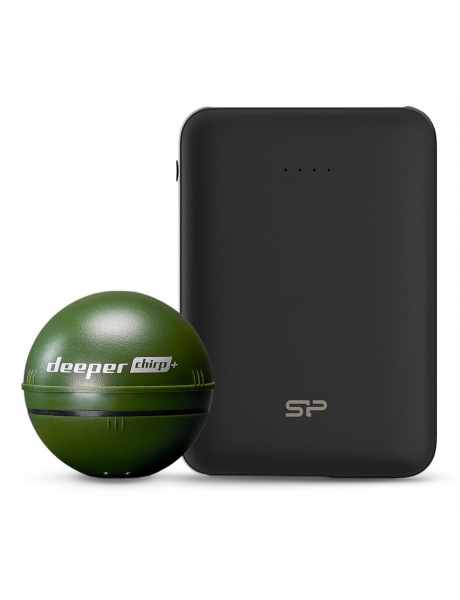 Echolotas Deeper CHIRP+ and Silicon Power Bank C100 bundle Sonar, Military Green