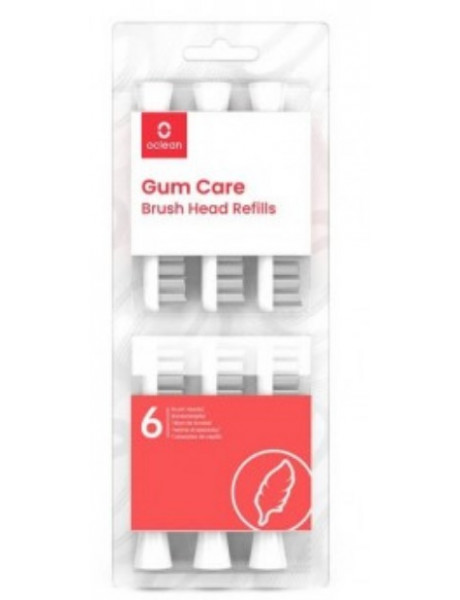 DANTŲ ŠEPETELIO ANTGALIAI Oclean Gum Care Brush Head W06 White 6 pcs
