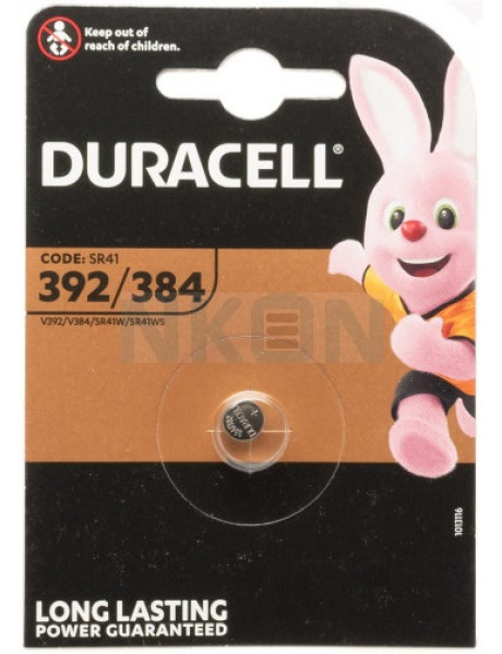 Baterija sidabro oksido 392 (SR41, AG3, V392, SR41W) 1.55V Duracell