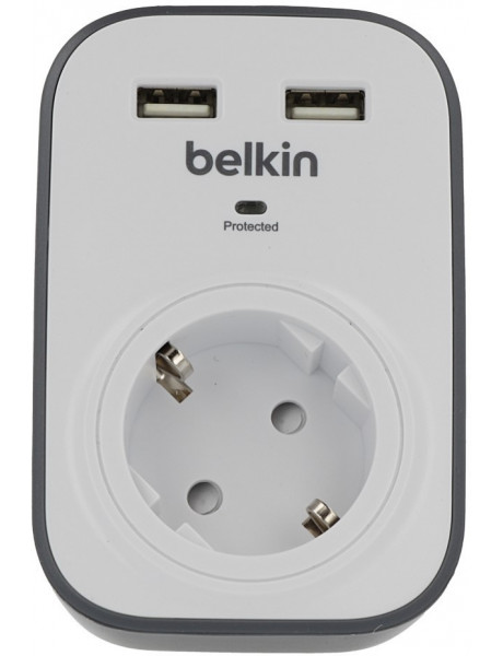 El. Tinklo filtras BELKIN BELKIN SURGECUBE 1 OUTLET SURGE PROTECTOR WITH 2 X 2.4A SHARED USB CHARGIN