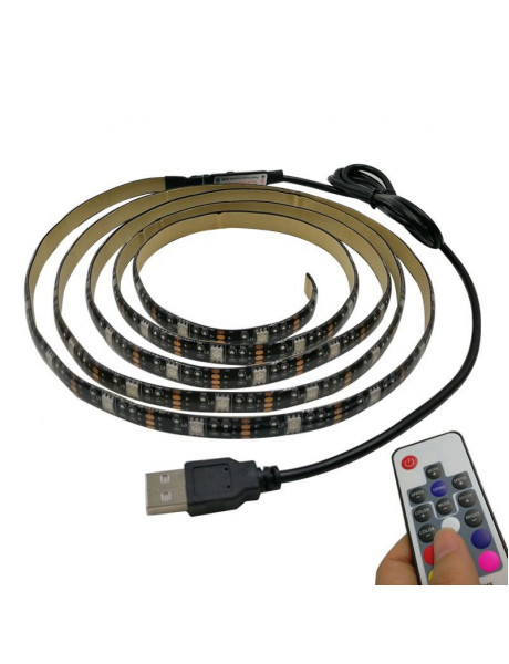 LED juosta su valdikliu, 5Vdc 7.2W 100cm30 LED RGB SMD maitinama USB jungtimi
