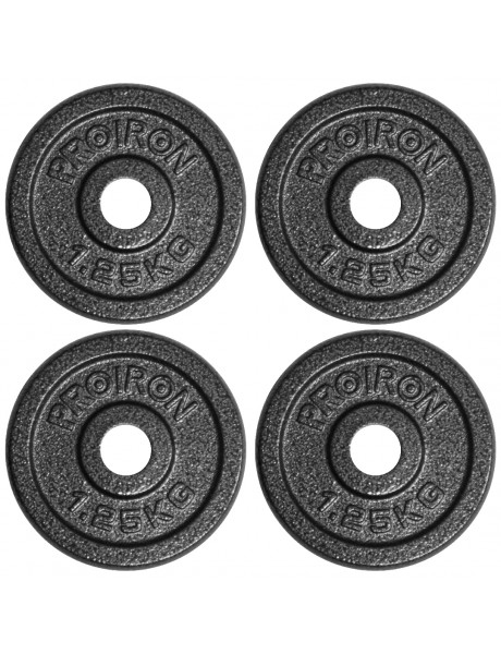 Diskiniai svoriai PROIRON PRKISP01K Weight Plates Set, 4 x 1.25 kg, Black, Solid Cast Iron