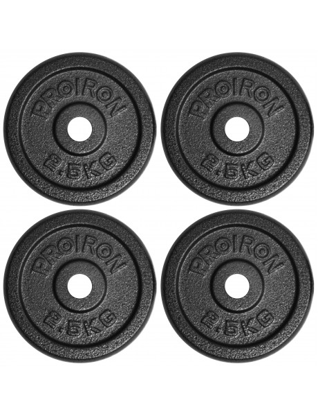 Diskiniai svoriai PROIRON PRKISP02K Weight Plates Set, 4 x 2.5 kg, Black, Solid Cast Iron