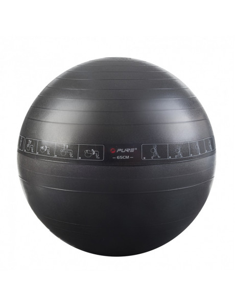 Pratimų kamuolys Pure2Improve P2I200070 Exercise Ball, 65 cm, Black, PVC