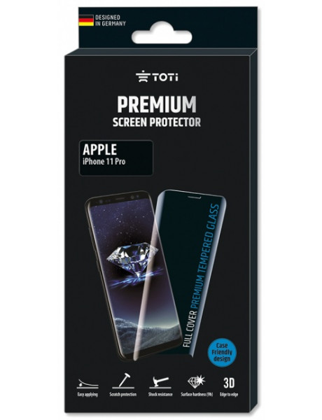 Apsauginis stiklas Toti Premium TEMPERED glass 3D full cover for iPhone 11 Pro (2019) / Black