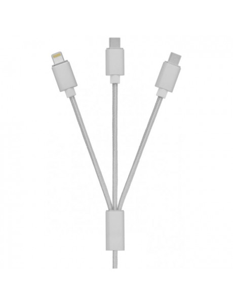 LAIDAS TOTI T-UU30 3 in 1 Braided Micro USB, 2.1A, 1m / Silver T-UU30