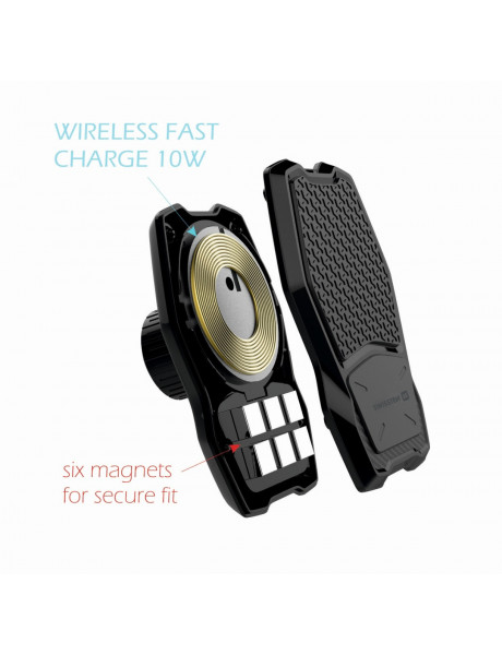 Laikiklis Swissten WM1-HK2 Car Holder With Wireless Charging + Micro USB Cable 1.2m Black WM1-HK2