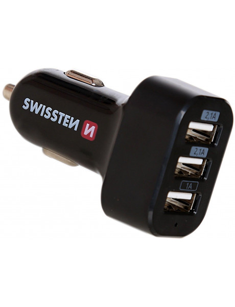 Mašininis pakrovėjas Swissten Tripple Premium
Car charger USB 2.1A +
2.1A + 1A Black