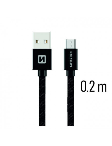 SWISSTEN TEXTILE QUICK
CHARGE UNIVERSAL MICRO
USB DATA AND CHARGING
CABLE 0.2M BLACK