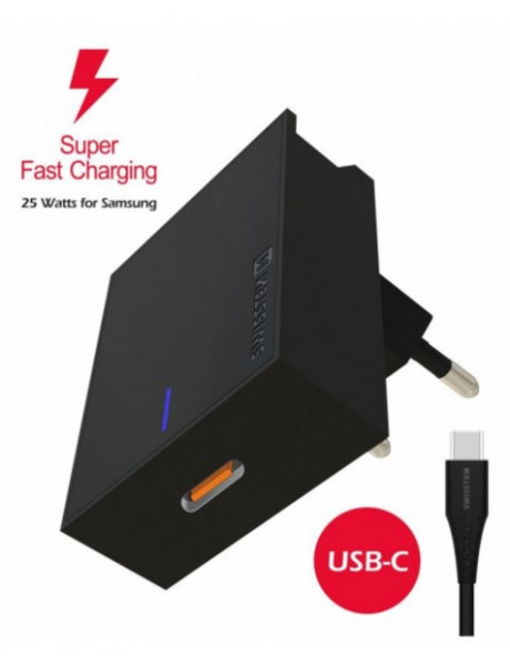Kroviklis Swissten Premium 25WSamsung Super FastCharging Travel charger with1.2m USB-C to USB-C 