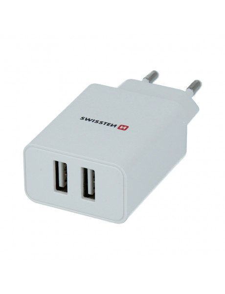 Swissten Smart IC Travel Charger 2x USB 2.1A with Micro USB Cable 1.2 m White