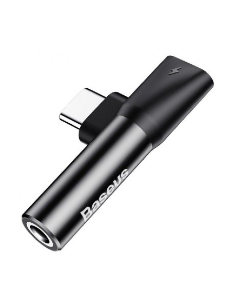 Adapteris Baseus Audio Adapter USB-C to Mini Jack 3.5mm + USB-C Black