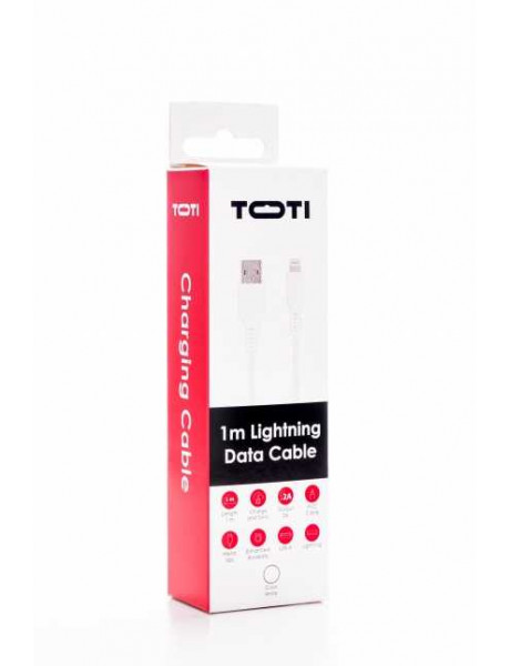 Kabelis SEEK TOTI USB A to Lightning, 1m PVC Data Cable 2A (nonMFI), White