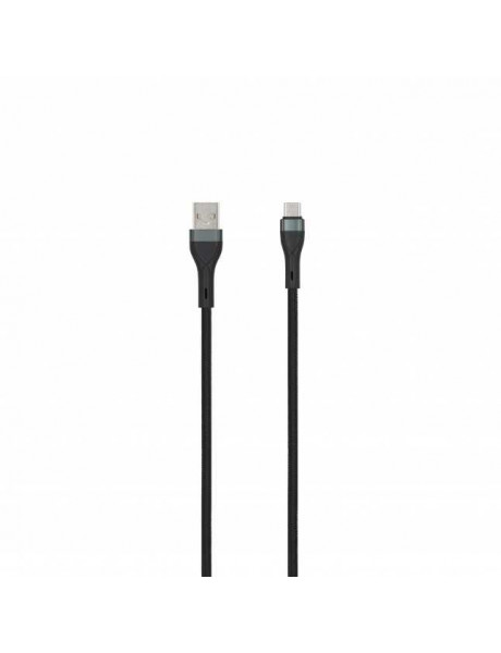Kabelis SEEK TOTI USB A to Type-C, 2m Braided Cable 3A, Black