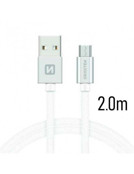 SWISSTEN TEXTILE QUICK
CHARGE UNIVERSAL MICRO
USB DATA AND CHARGING
CABLE 2.0M SILVER