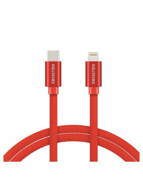 SWISSTEN TEXTILE USB-C
TO LIGHTNING
(MD818ZM/A) DATA AND
CHARGING CABLE FAST
CHARGE / 3A / 1.2M RED