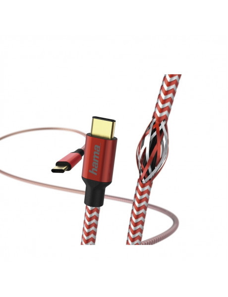 Reflective Charging/Data Cable, USB Type-C - USB Type-C, 1.5 m, red