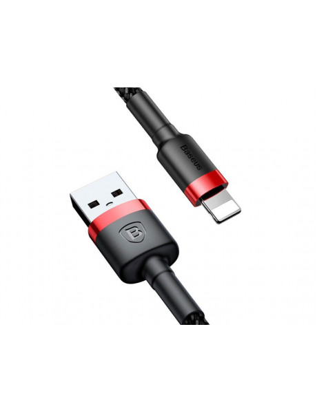 Kabelis USB2.0 A kištukas - IP Lightning kištukas 1.0m su QC3.0 nailoniniu šarvu Cafule raudonas/juo