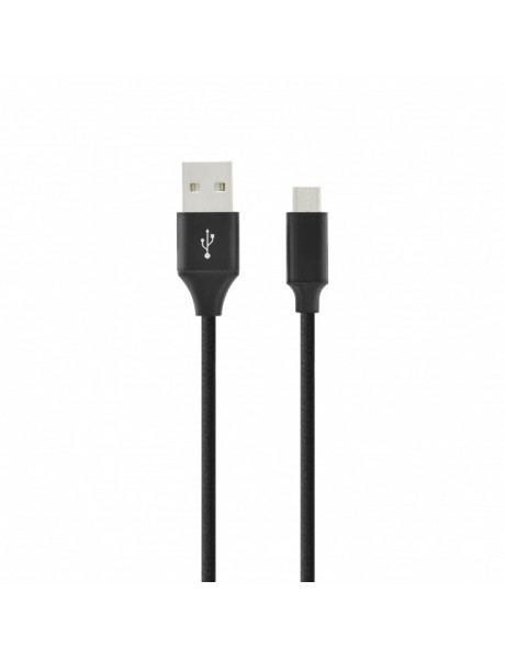 TOTI Braided cable 1 m 2A /metal head USB-A to Micro USB, Black