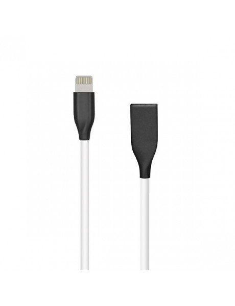Silikoninis kabelis USB-Lightning, baltas