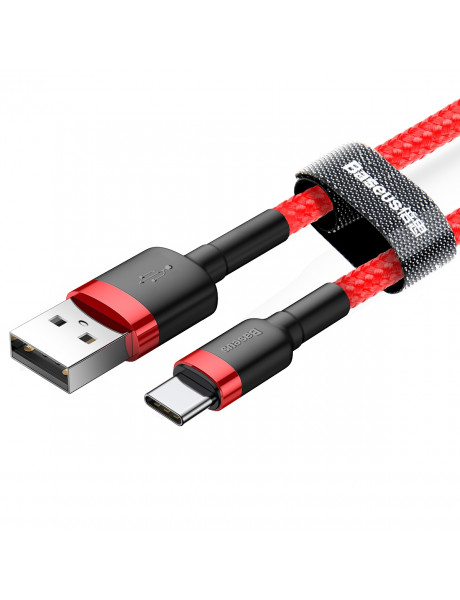 Kabelis USB2.0 A kištukas - USB C kištukas, 1.0m QC3.0 su nailoniniu šarvu raudonas BASEUS