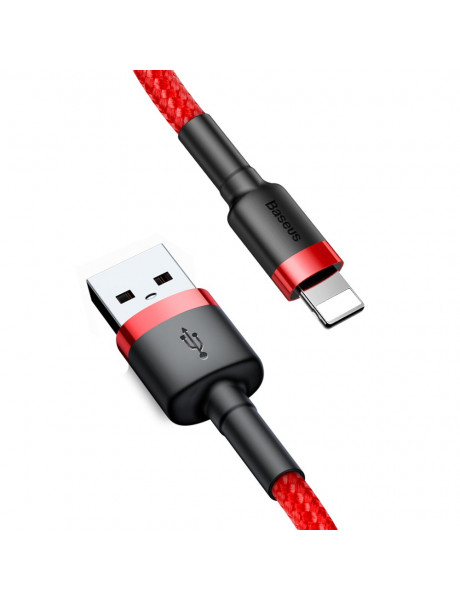 Kabelis USB2.0 A kištukas - IP Lightning kištukas, 0.5m QC3.0 su nailoniniu šarvu Cafule raudonas/ju