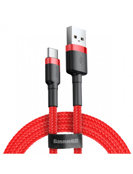 Kabelis USB2.0 A kištukas - USB Ckištukas, 0.5m QC3.0 su nailoniniu šarvuCafule raudonas BASEUS