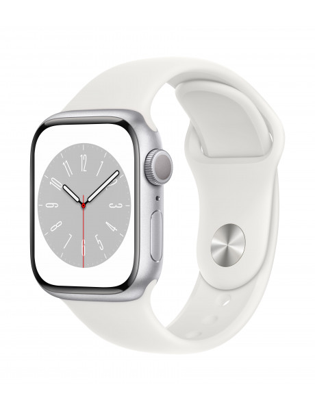 Išmanusis laikrodis Apple Watch Series 8 GPS 45mm Silver Aluminium Case with White Sport Band - Regular