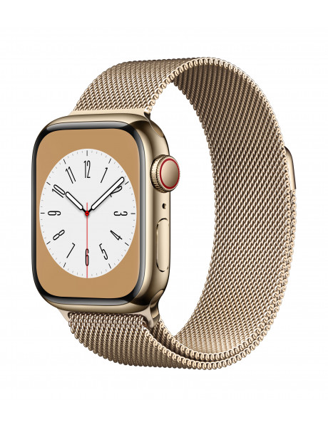 Išmanusis laikrodis Apple Watch Series 8 GPS + Cellular 41mm Gold Stainless Steel Case with Gold Milanese Loop
