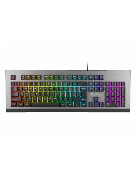KLAVIATŪRA Genesis Rhod 500 Gaming keyboard, RGB LED light, US, Silver/Black, Wired
