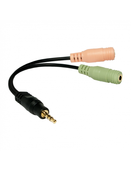 Perėjimas Logilink Audio jack adapter, 4-pin, 3.5 mm stereo male to 2x 3.5mm female 0.15 m