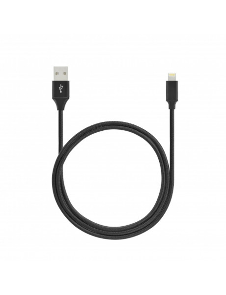 Laidas Toti Braided cable 1 m 2A /metal head USB-A toLighting non MFI / Black UABCABNMFI1M233-BLK