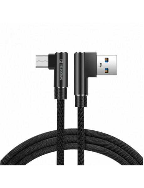 Kabelis Swissten L Type Textile Universal Quick Charge 3.1 USB to micro USB Data and Charging Cable 