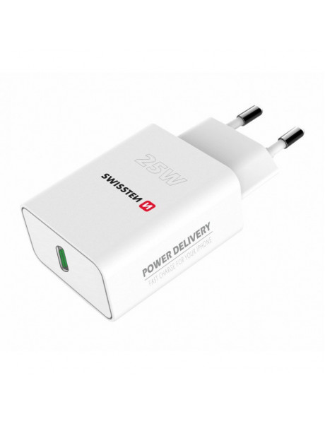 Sieninis kroviklis Swissten Premium 25W Travel Charger USB-C PD 3.0 White