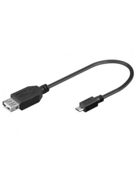 Kabelis USB2.0 A lizdas - micro USB Bkištukas 0.2m, OTG, juodas