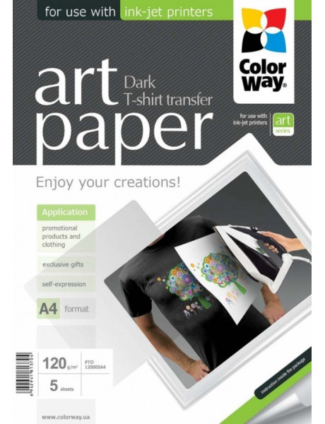 Fotopopierius ColorWay ART T-shirt transfer (dark) Photo Paper A4 A4 120 g/m²
