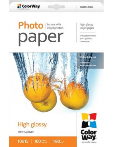 Fotopopierius ColorWay Photo Paper 100 pc. PG1801004R Glossy, 10 x 15 cm,180 g/m²