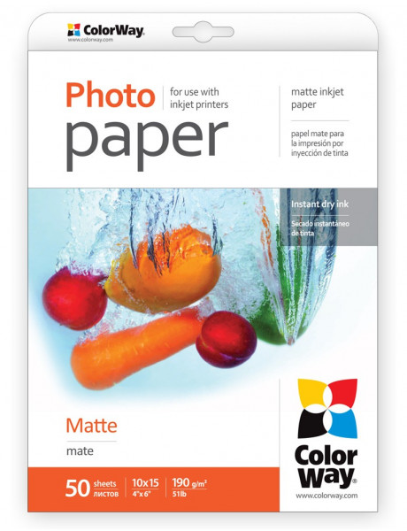 Foto popierius ColorWay Matte Photo Paper, 50 sheets, 10x15, 190 g/m²