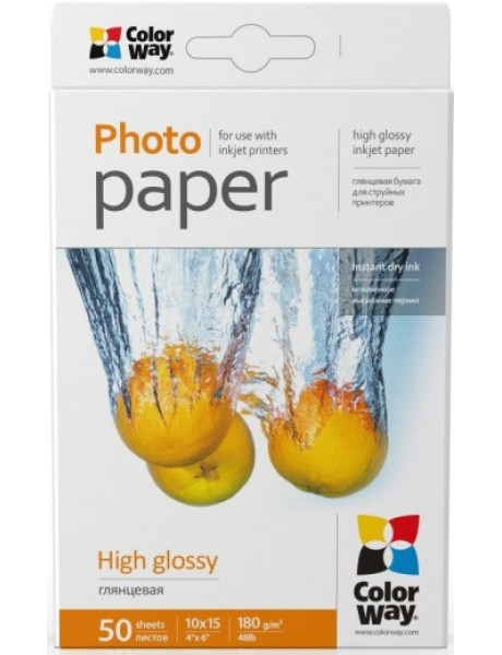 Fotopopierius ColorWay High Glossy Photo Paper, 50 Sheets, 10x15, 180 g/m