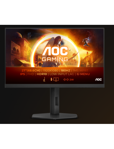 Monitorius AOC Gaming Monitor 27G4X 27'' IPS 1920 x 1080 pixels 16:9 1 ms 300 cd/m² Black 180 Hz HDM